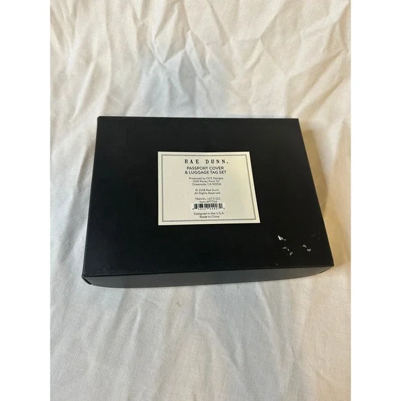 Rae Dunn Passport Cover Luggage Tag Set Travel Adventure Awaits White - Picture 6 of 7